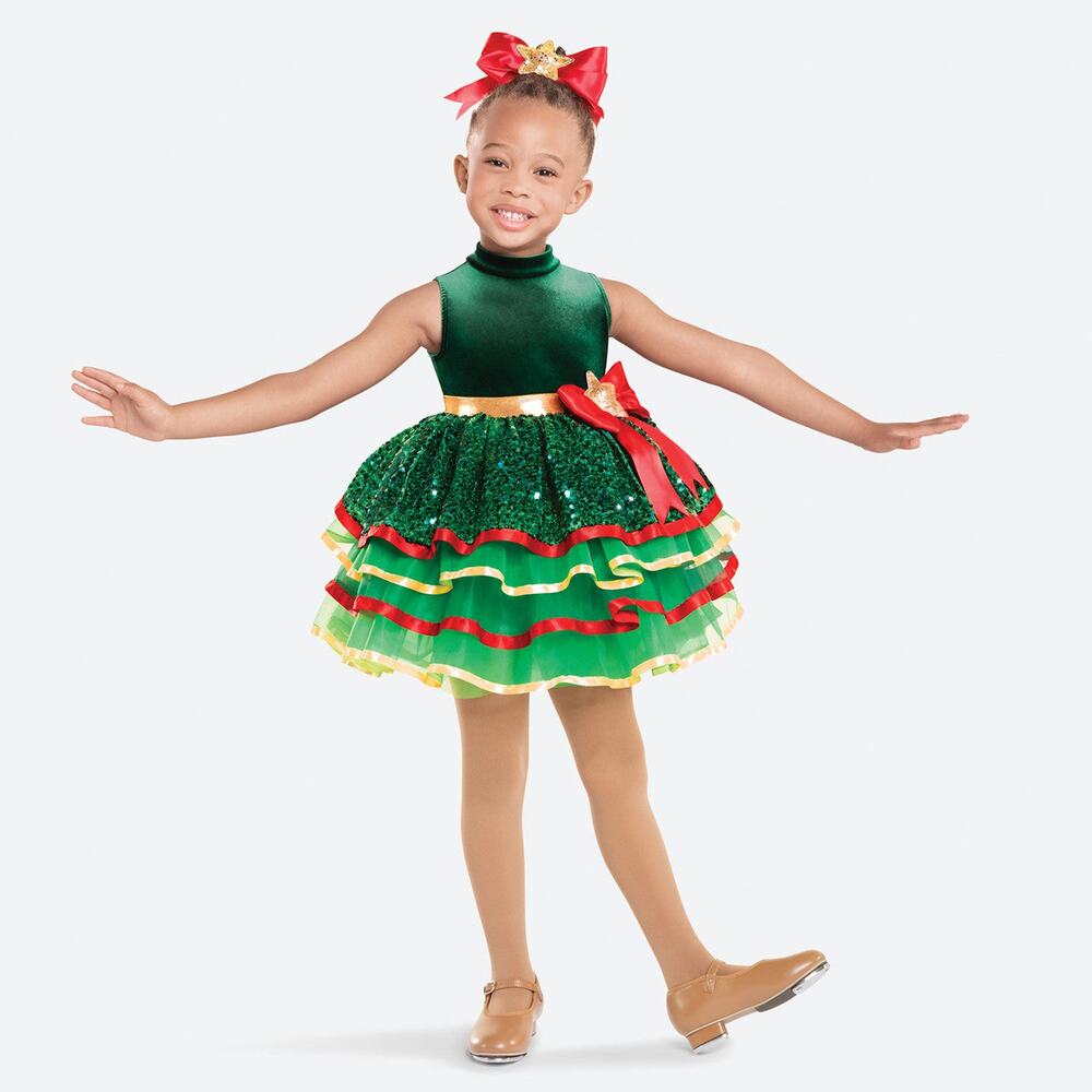 Dance Costume SC Green Revolution RC26857 Tap Jazz Ballet Holiday Sequin Dress